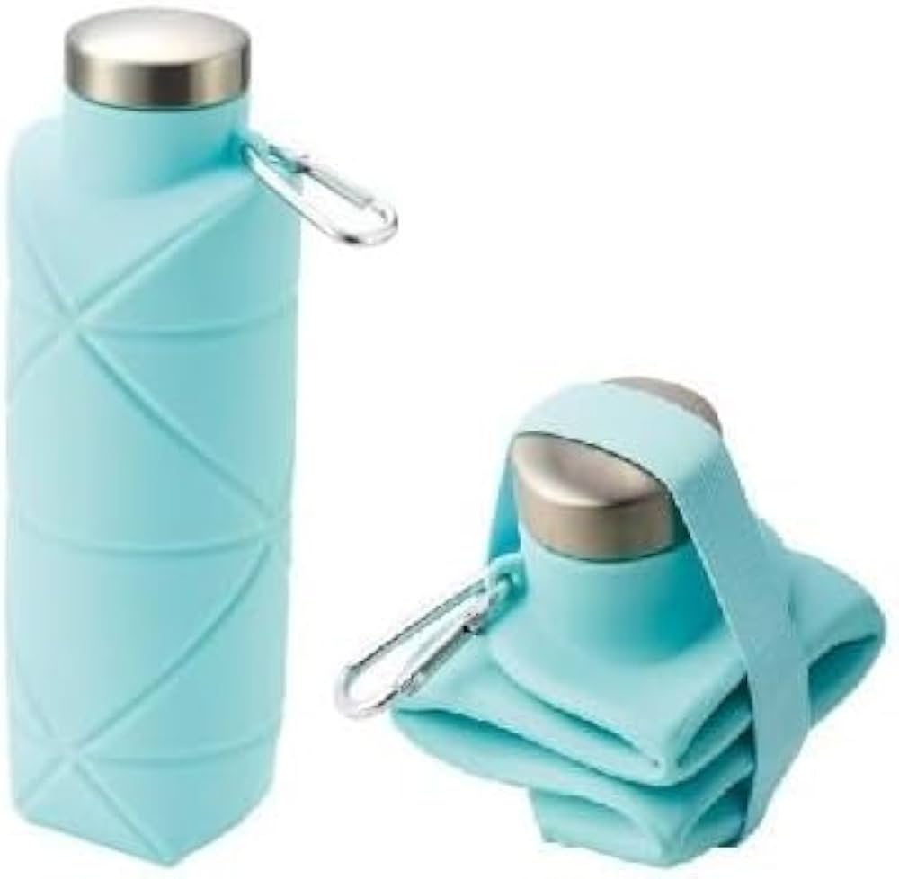 折りたたみシリコンエコボトル 水色 Amazon.co.jp: 【2個セット】クシャッと折りたたみシリコン